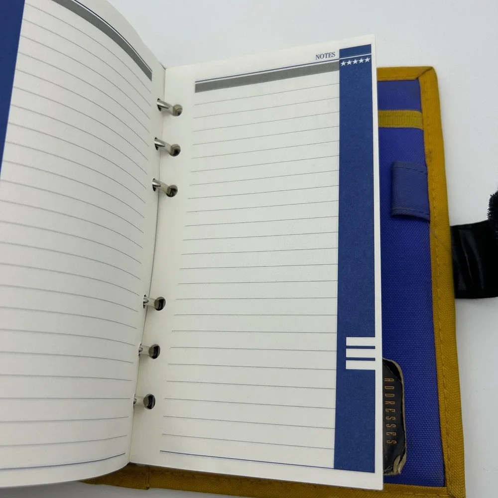 Vintage 1992 Mead Nike 6 Ring Binder Organizer Purple Blue Yellow Canvas Planner